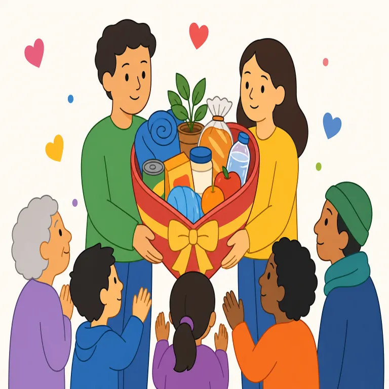 philanthropy（慈善活動・名詞）の覚え方イラスト — まず philanthropy は philanthro-py ではなく、phil- と -anthrop- を見分けると記憶しやすいです