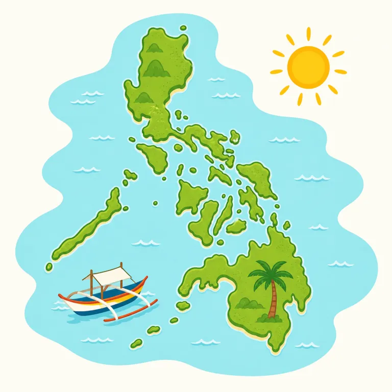 philippines（フィリピン）の覚え方イラスト — 覚えるときは、まず「the Philippines」と冠詞つきで見ることが多い国名だとセットで覚えると残りやすいです