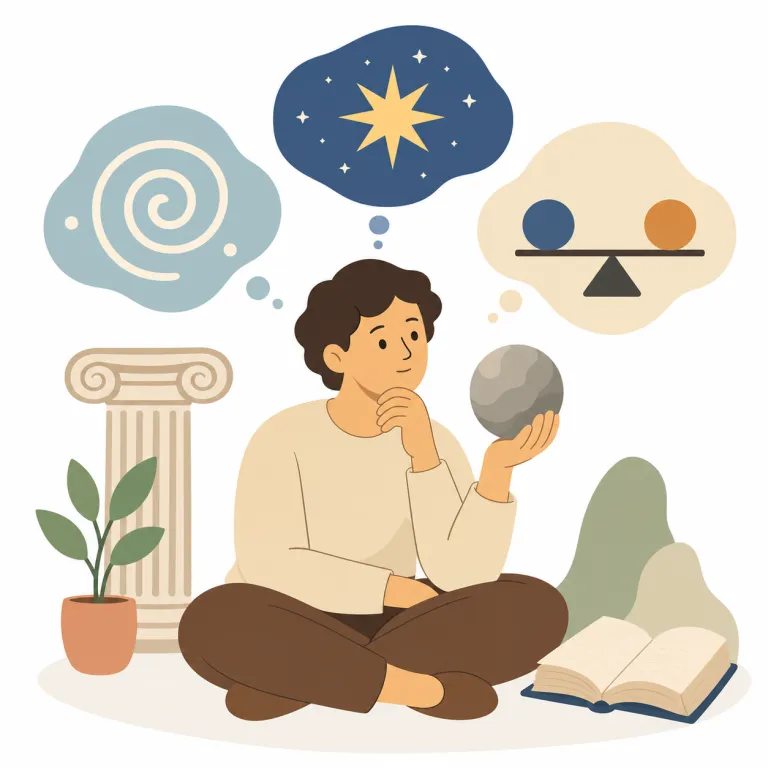 philosophical（哲学的な・形容詞）の覚え方イラスト — まず philosophy を知っていれば、そこに -ical が付いて「哲学に関する形容詞」だと取れる