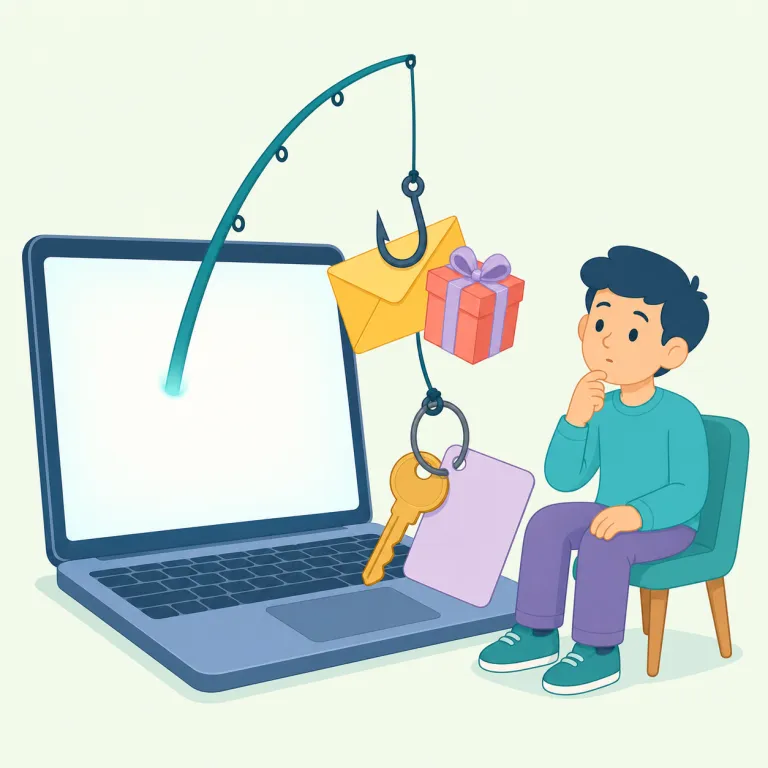 phishing（フィッシング・名詞）の覚え方イラスト — fishing を知っていれば覚えやすい語
