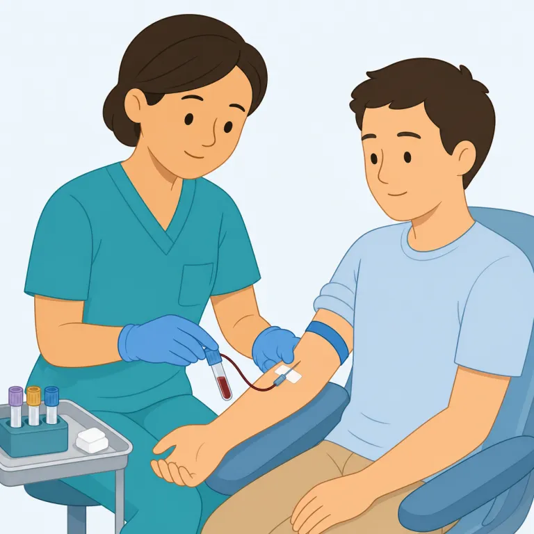 phlebotomist（採血技師・名詞）の覚え方イラスト — まず後ろの -ist を見て、dentist や pharmacist と同じく「その分野の専門職」と押さえると形が読みやすくなります