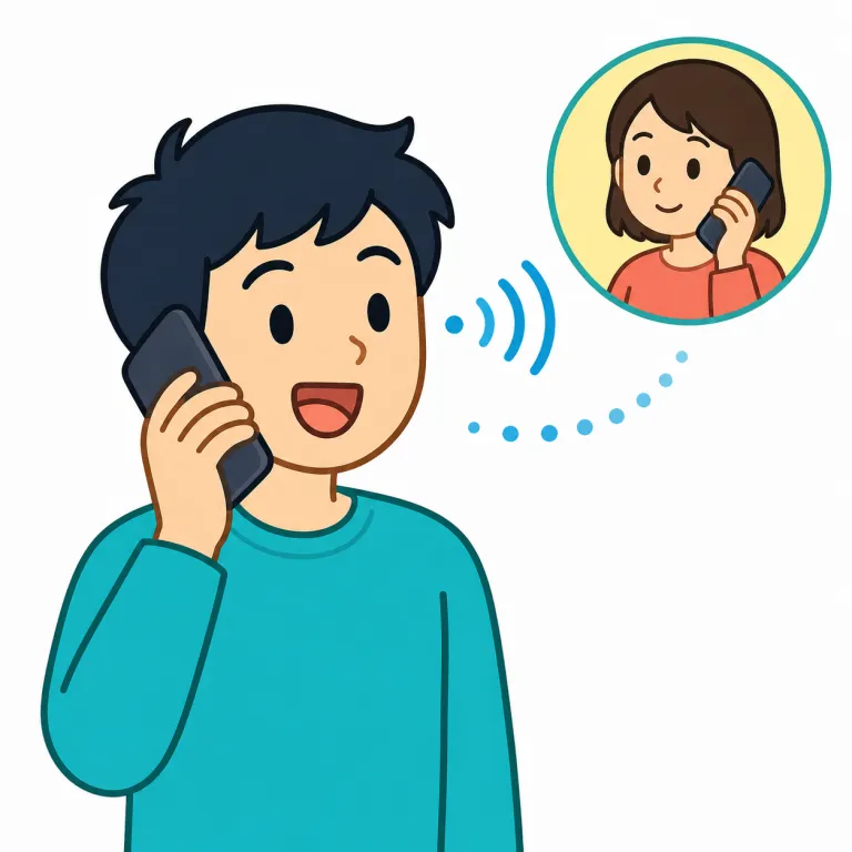 phone（電話する・verb）の覚え方イラスト