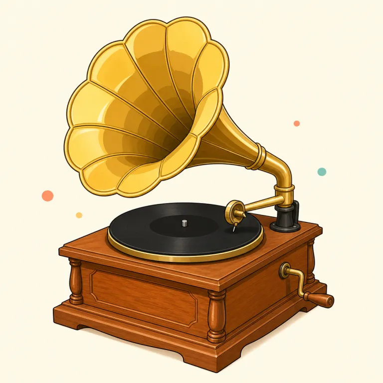 phonograph（蓄音機・名詞）の覚え方イラスト — phone を telephone / smartphone の「通話・音声」で知っていれば、phonograph はまず「音に関係する機械」と寄せて覚えられます