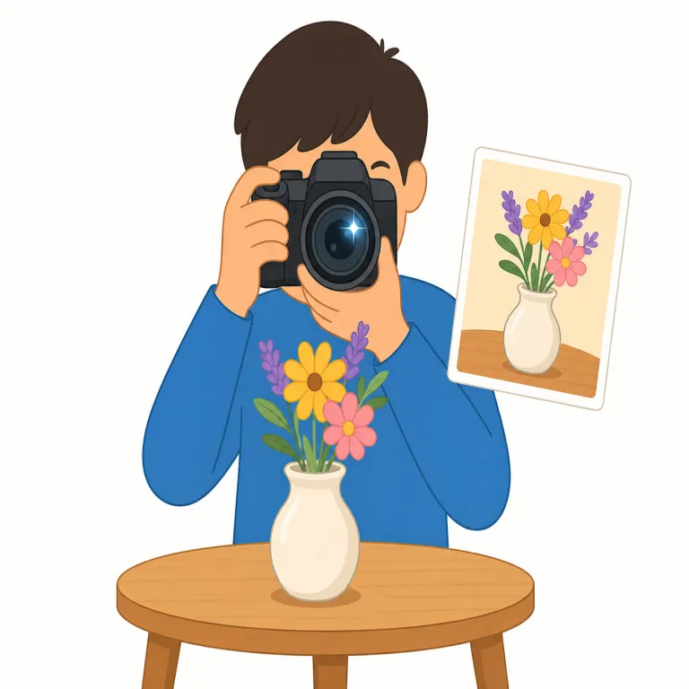 photography（写真撮影・名詞）の覚え方イラスト — photography は photo「写真・光」と graph「記録する」のイメージから、「光を記録して写真を作る活動」と考えます