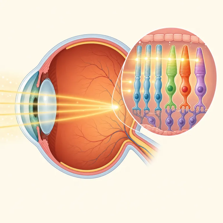 photoreceptor（光受容体・名詞）の覚え方イラスト — photo- は photograph や photosynthesis の「光」、receptor は receive に近く「受け取る側」
