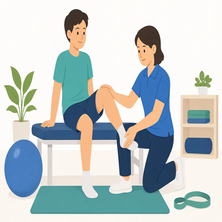 physiotherapy（理学療法・名詞）の覚え方イラスト — therapy が見えればまず「治療」