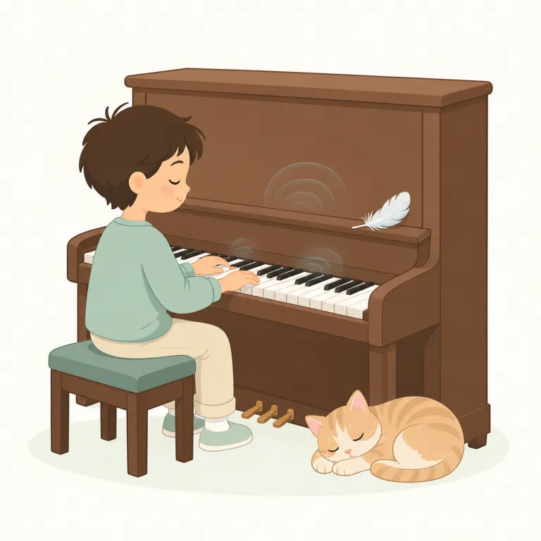 pianissimo（ピアニッシモ・副詞）の覚え方イラスト — piano（弱く）を知っていれば、pianissimo は“そのさらに先の弱さ”と覚える