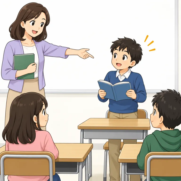 pick on（指名する・phrasal_verb）の覚え方イラスト