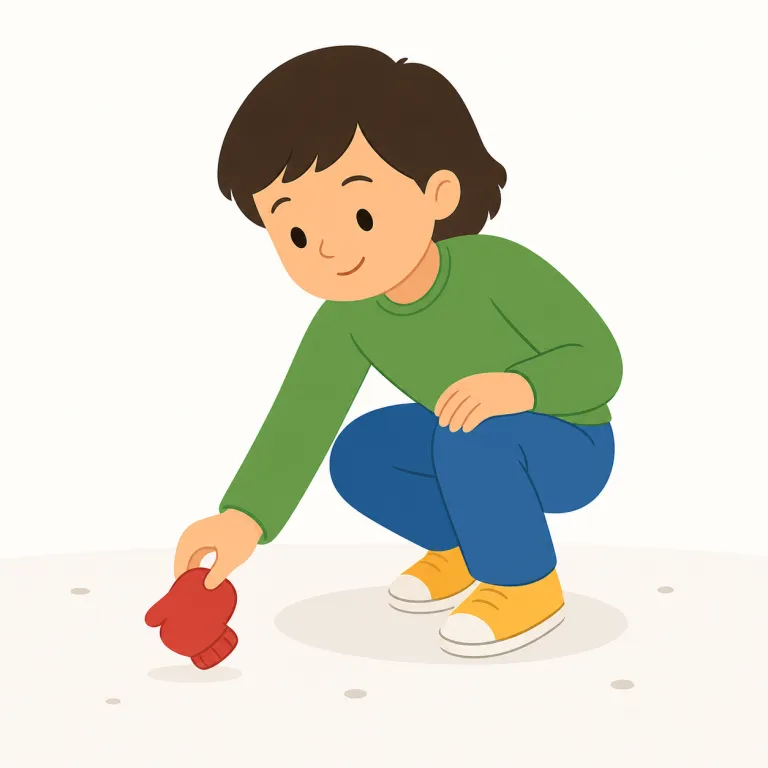 pick up（拾う・句動詞）の覚え方イラスト — pick up は、pick「つまみ取る・選び取る」＋ up「上へ」で、床や地面にある物を手に取って持ち上げる動きから覚えるのが基本です