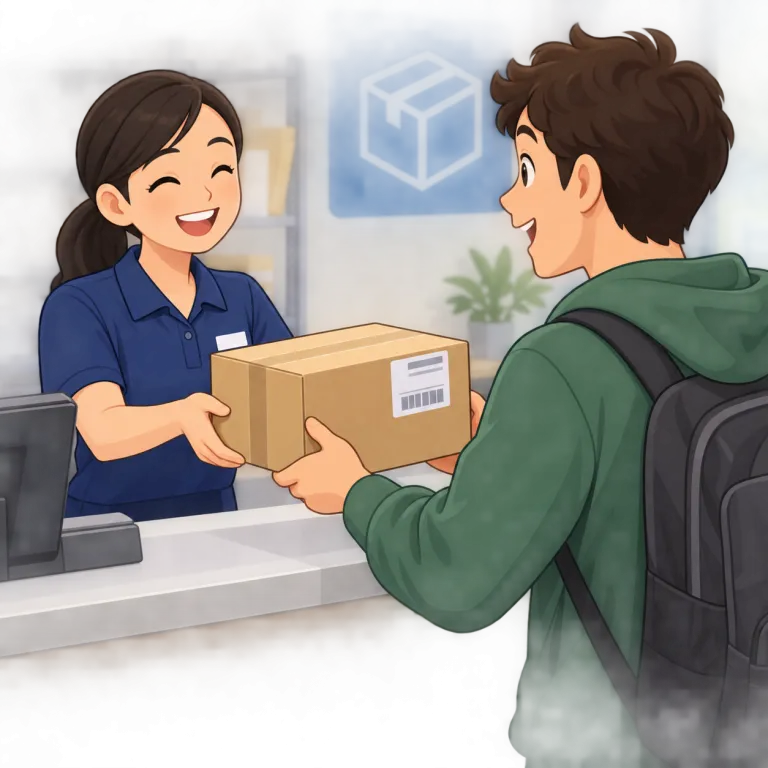 pick up（受け取る・phrasal_verb）の覚え方イラスト