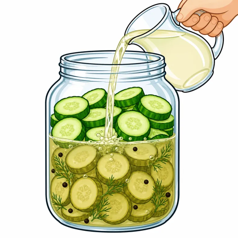 pickle（酢漬けにする・verb）の覚え方イラスト