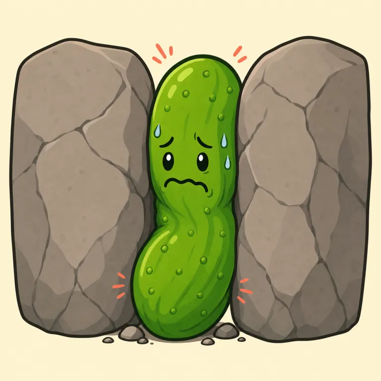 pickle（窮地・noun）の覚え方イラスト