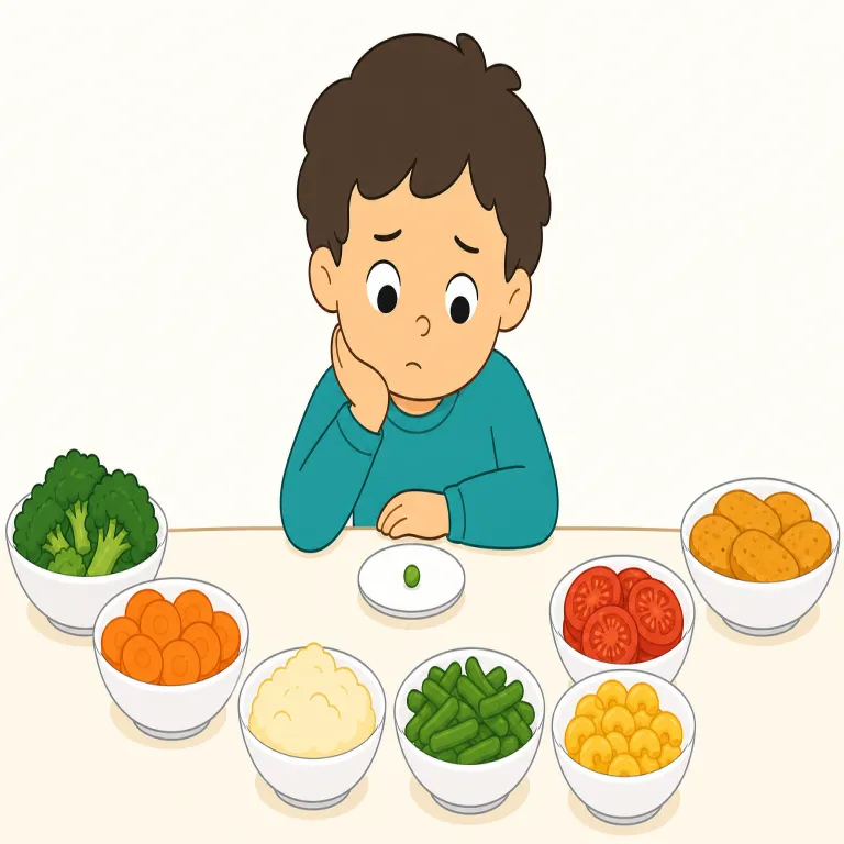 picky（うるさい・形容詞）の覚え方イラスト — pick「選ぶ」を知っていると覚えやすい語です