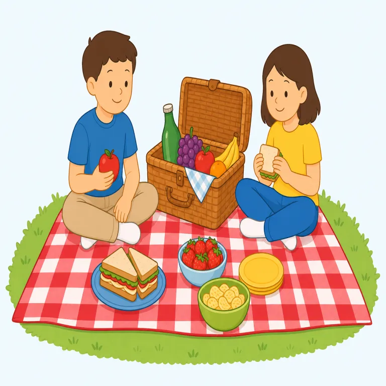 picnic（ピクニック・名詞）の覚え方イラスト