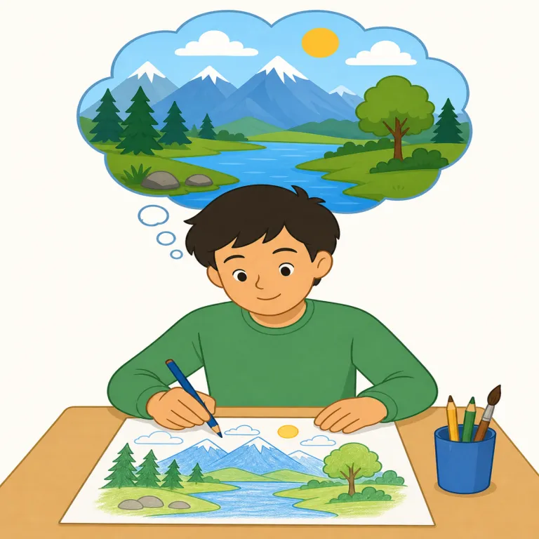 picture（思い描く、描写する・verb）の覚え方イラスト