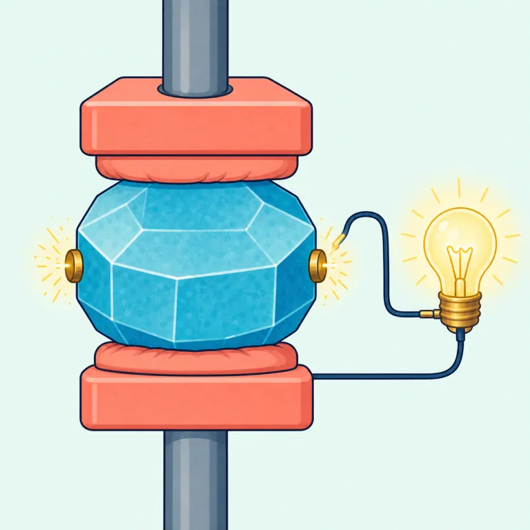 piezoelectric（圧電・形容詞）の覚え方イラスト — まず electric が見えれば「電気に関係する語」と分かる