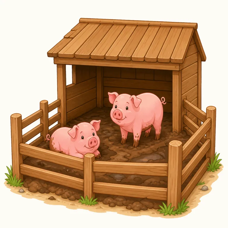 pigsty（豚小屋・名詞）の覚え方イラスト — まず figurative な使い方ごと覚えるのが近道です
