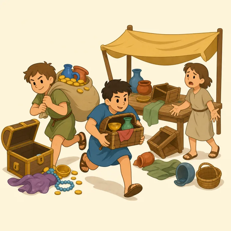 pillage（略奪する・動詞）の覚え方イラスト