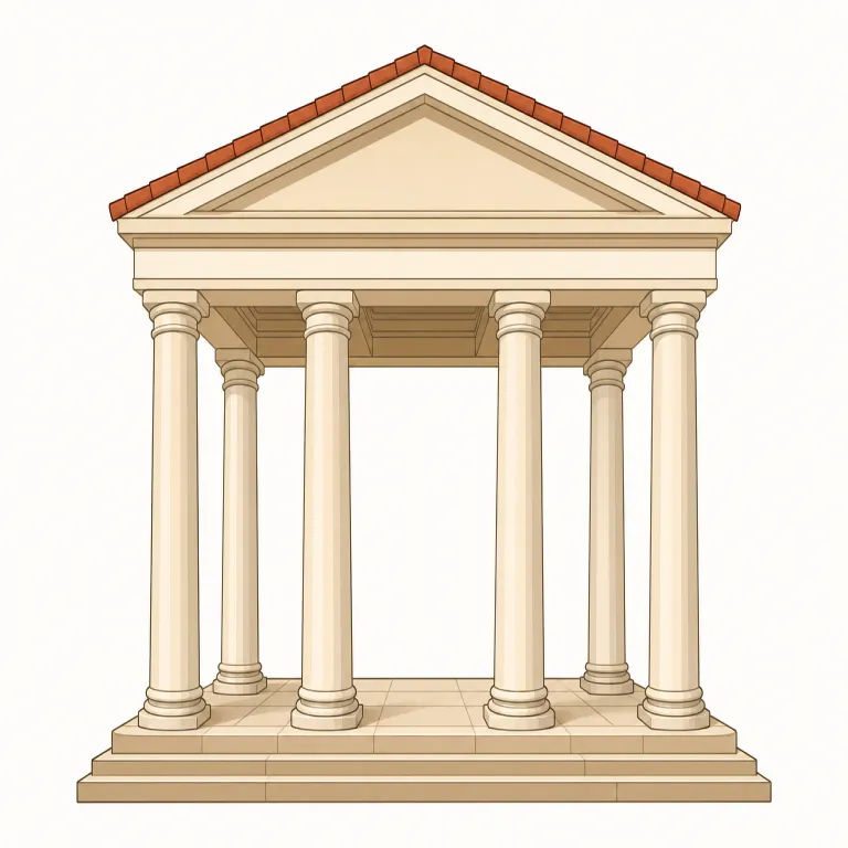 pillared（柱のある／柱に支えられた・形容詞）の覚え方イラスト — まず pillar「柱」を確実に知っておくと覚えやすい語です