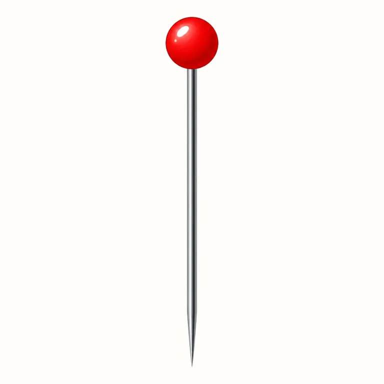 pin（ピン・名詞）の覚え方イラスト — 名詞の pin は、手の中に収まる小さな金属の留め具や飾りを思い浮かべると定着しやすいです
