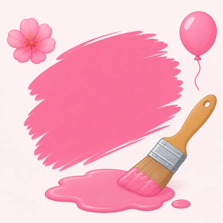 pink（ピンク色、桃色・名詞）の覚え方イラスト — 名詞の pink は、blue や green と同じく「色の名前」として文の中に立つ語です