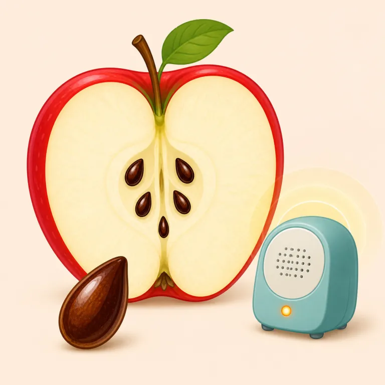 pip（種 / 信号音・名詞）の覚え方イラスト — pip は「小さな一粒・一音」という共通イメージで二つの意味をつなぐ