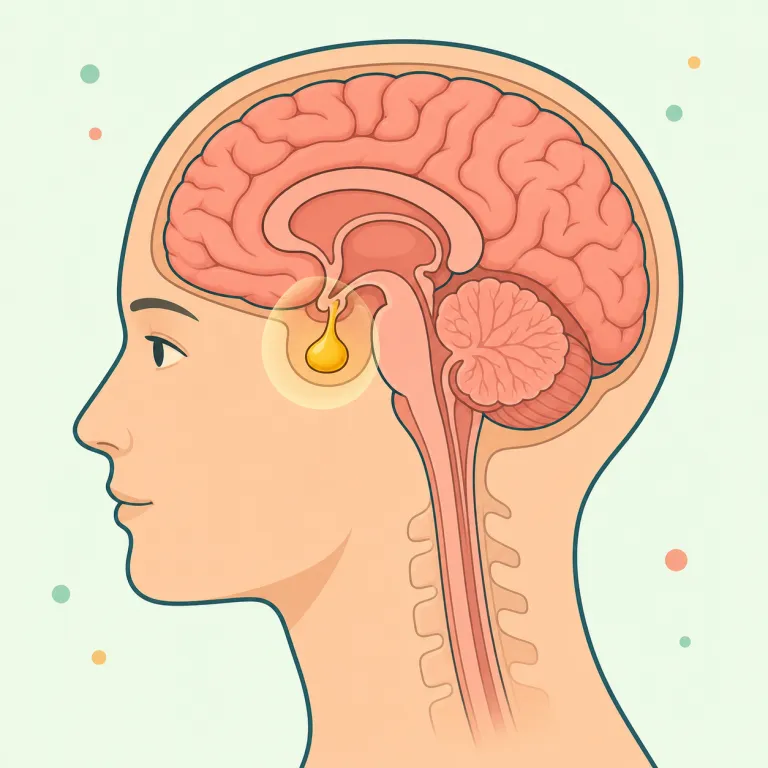 pituitary（下垂体の・形容詞）の覚え方イラスト — まず `pituitary gland`（下垂体）をひとかたまりで覚えるのが近道です