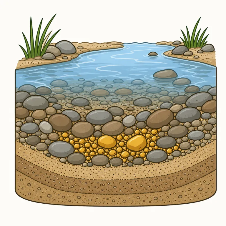 placer（砂鉱・noun）の覚え方イラスト