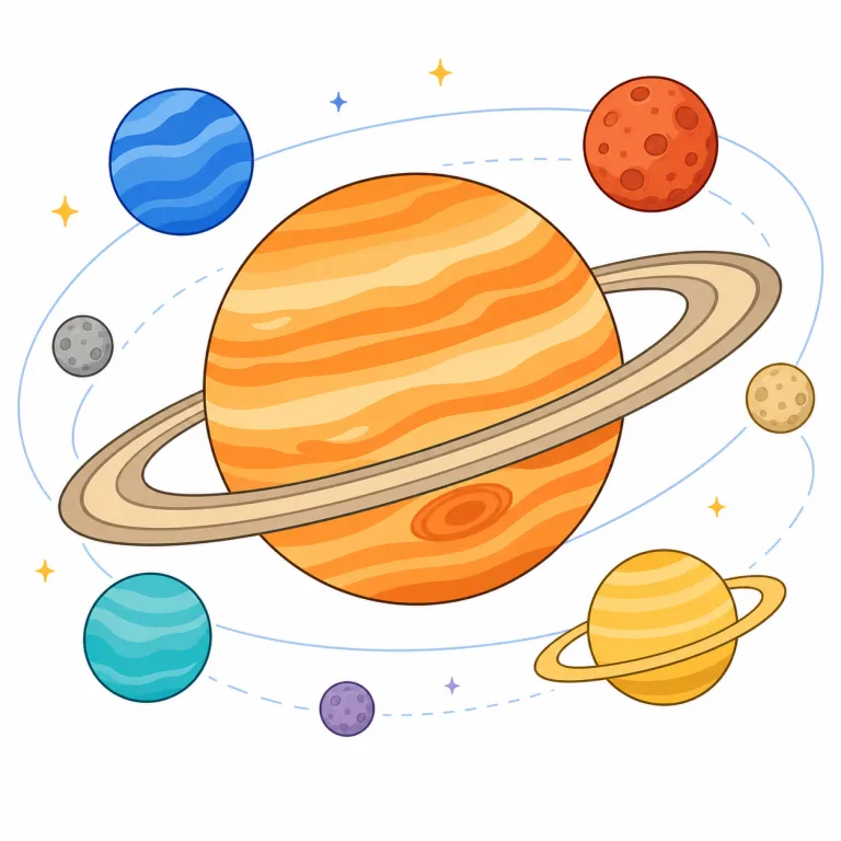 planetary（惑星の・形容詞）の覚え方イラスト — planet「惑星」に -ary「…に関する」が付いた形として、まず天文学や宇宙科学の語だと押さえると覚えやすいです
