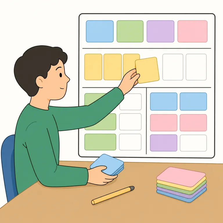 planning（計画・名詞）の覚え方イラスト — まず基礎の plan「計画する／計画」を確実に押さえ、planning はそこに -ing が付いて「計画を立てていること・計画立案という活動」だと覚えると広がります