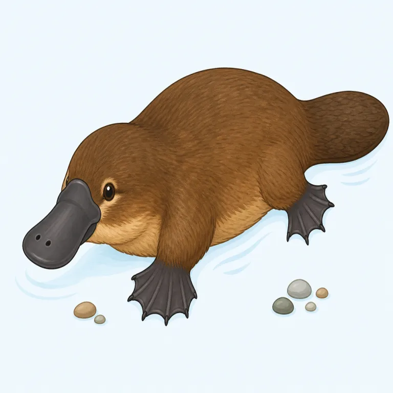 platypus（カモノハシ・名詞）の覚え方イラスト — platypus は日常語というより「珍しい動物名セット」で覚えると残りやすい