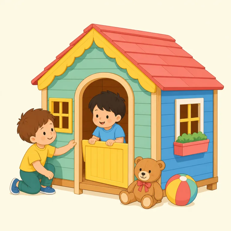 playhouse（遊び小屋・名詞）の覚え方イラスト — play + house の直結で覚えるのが最短です