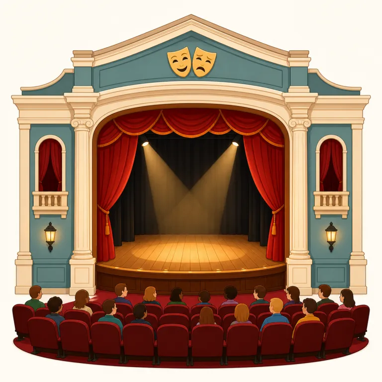 playhouse（劇場・noun）の覚え方イラスト