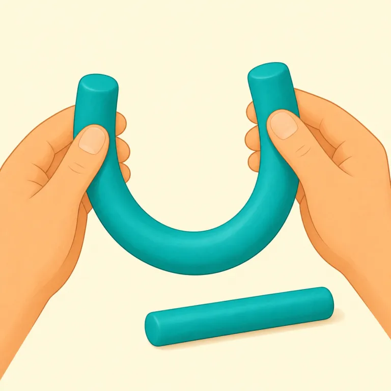 pliable（しなやかな・形容詞）の覚え方イラスト — pliable はラテン語 plicare「折る・曲げる」に由来し、「曲げても折れにくい、しなやかな」が核です