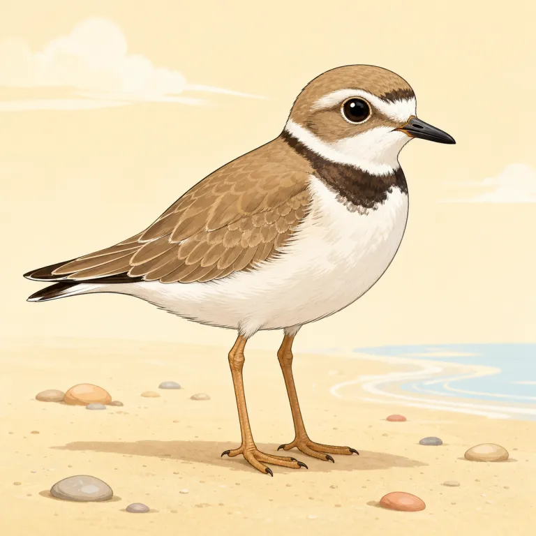 plover（千鳥・名詞）の覚え方イラスト — 鳥名は意味だけで暗記するより、出る場所と動きで覚えると残りやすいです