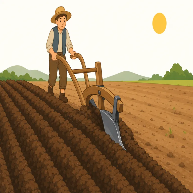 plowing（田畑を耕す・動詞）の覚え方イラスト