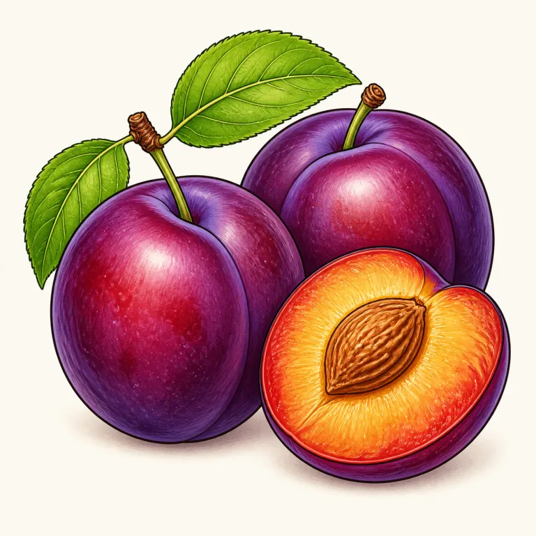 plum（プラム・名詞）の覚え方イラスト