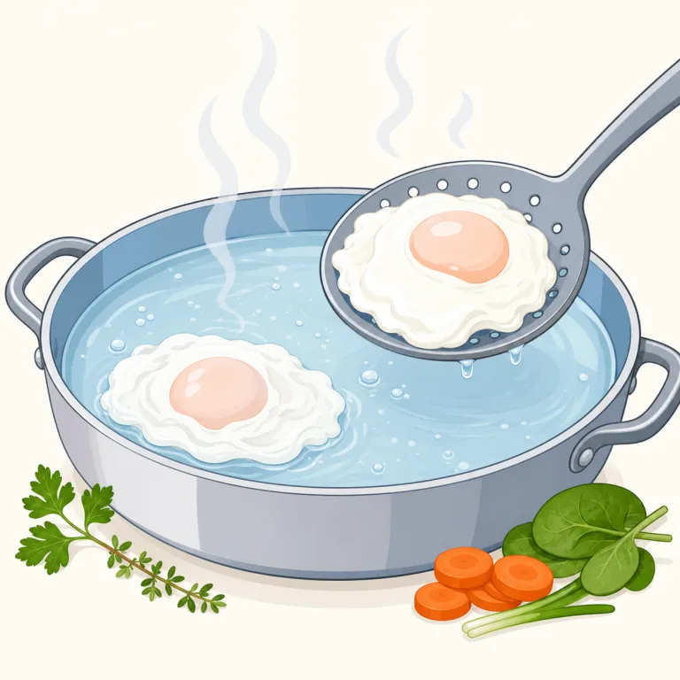 poaching（湯煮・noun）の覚え方イラスト