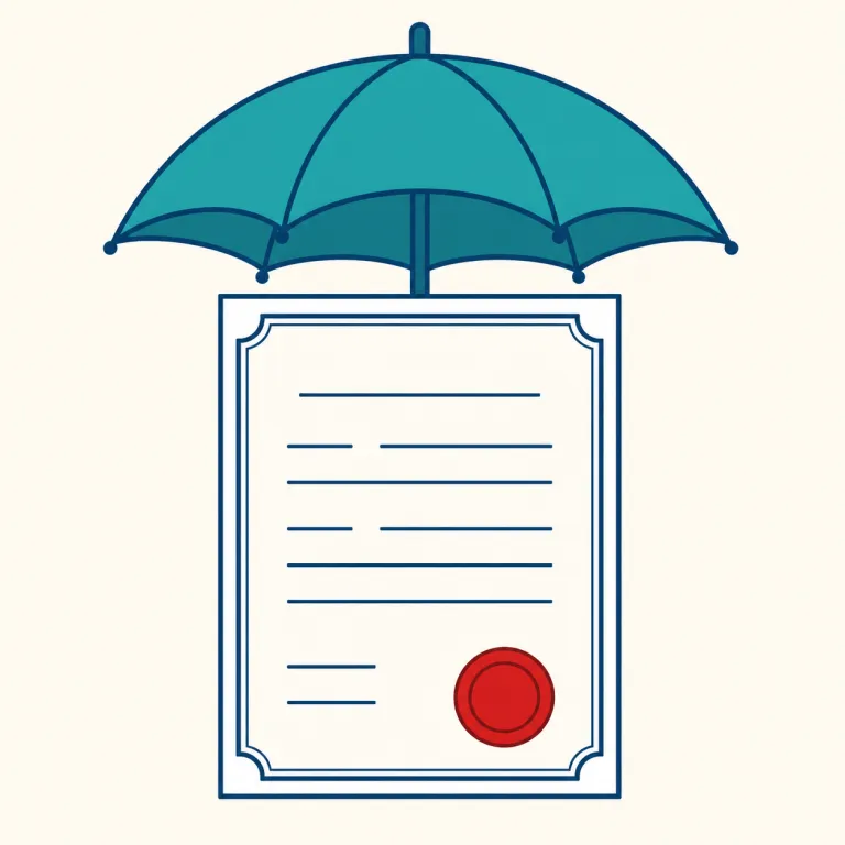 policy（保険証券・noun）の覚え方イラスト
