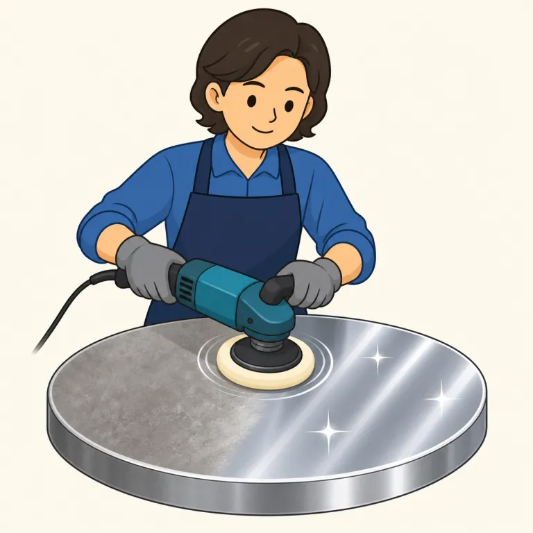 polisher（研磨機、研磨職人・名詞）の覚え方イラスト — polish を知っていれば覚えやすい語