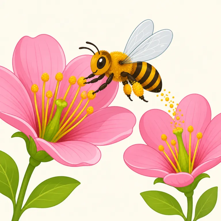 pollination（受粉・名詞）の覚え方イラスト — pollination は pollen（花粉）を知っていると一気に覚えやすい語です