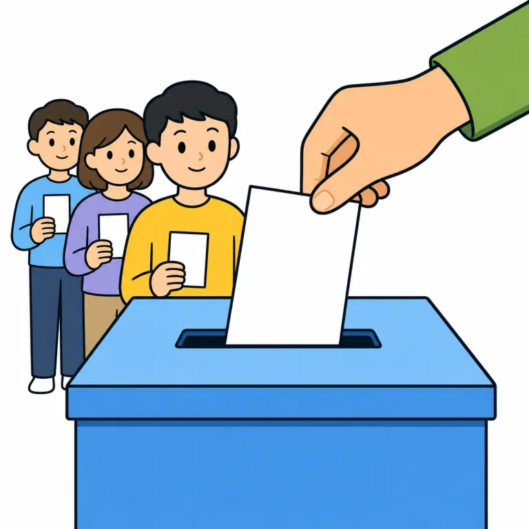 polling（投票・noun）の覚え方イラスト