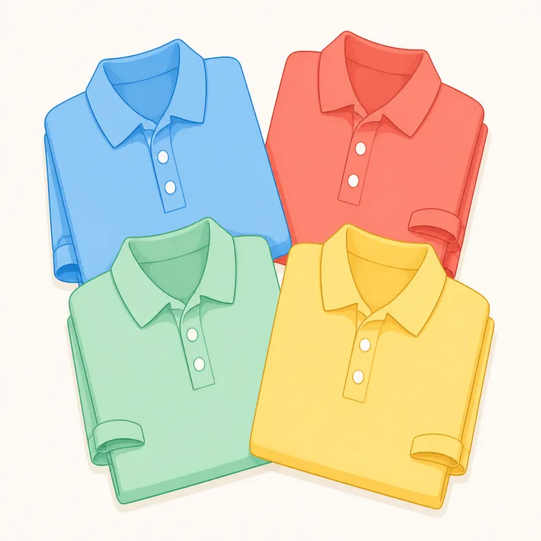 polos（ポロシャツ（複数）・名詞）の覚え方イラスト — この polos は「ポロシャツ」の複数形として覚える用法です