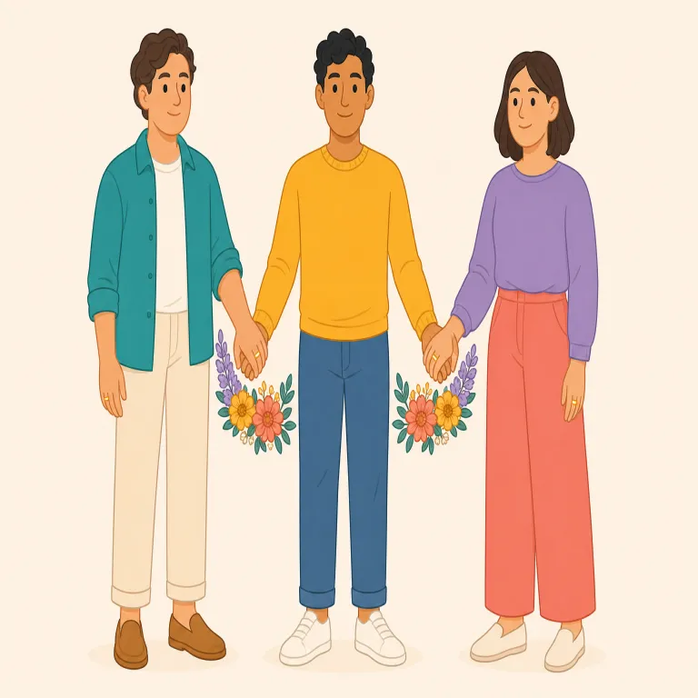 polygamy（複婚制・名詞）の覚え方イラスト