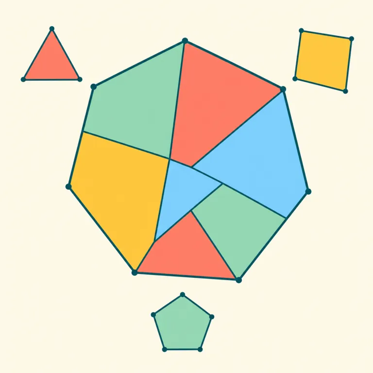 polygon（多角形・名詞）の覚え方イラスト — poly- は「多い」、gon は「角」と考えると覚えやすいです