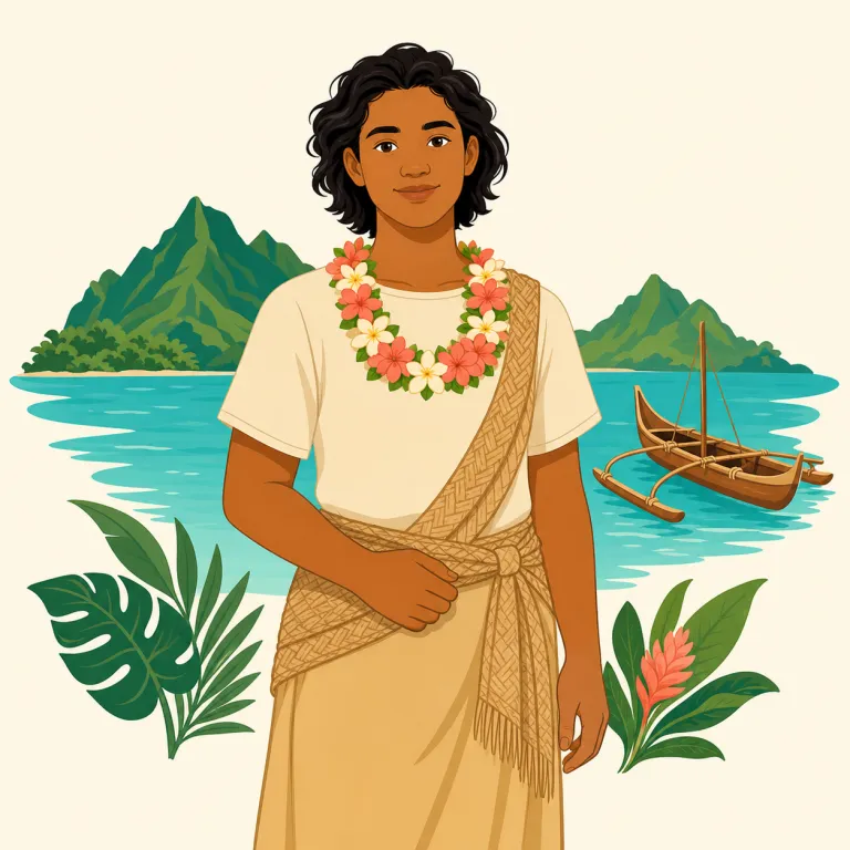 Polynesian（ポリネシアの・形容詞）の覚え方イラスト — まず語頭の poly- を見たら「多い」を思い出すとよいです