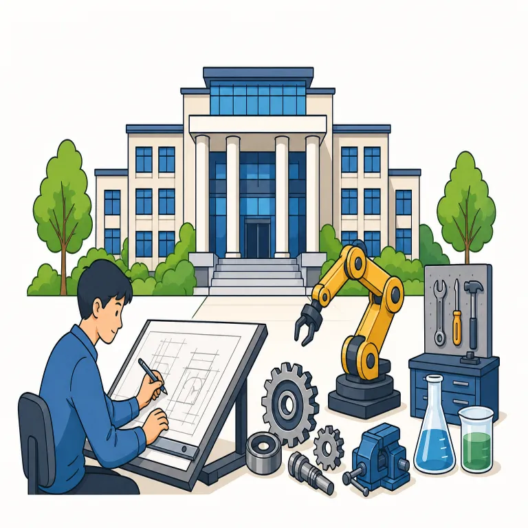 polytechnic（工科大学・名詞）の覚え方イラスト — まず technical / technique / technology の技術系3語を思い出すと中心は明らかです