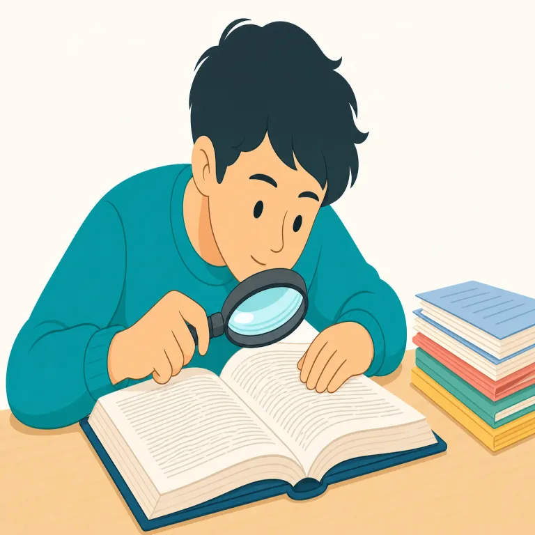 poring（熟読している、じっと調べている・動詞）の覚え方イラスト — まず熟語で覚えるのが近道です