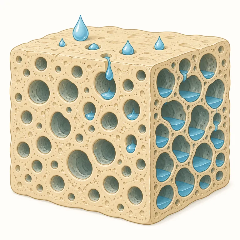 porosity（多孔性・名詞）の覚え方イラスト