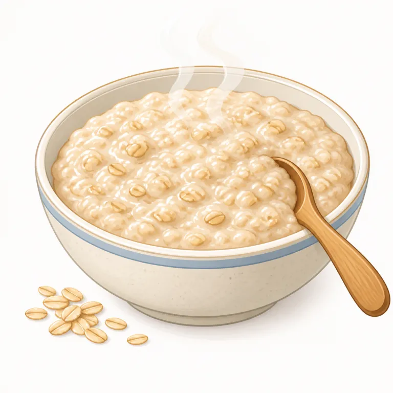 porridge（ポリッジ・名詞）の覚え方イラスト — porridge は oat や grain と一緒に出やすい food 名詞として覚えると定着しやすいです
